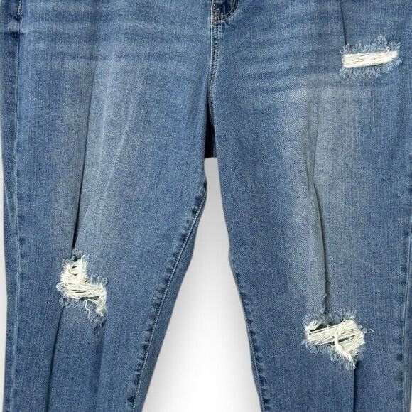 High Rise Crop Mom Jeans Distress Stretch Eloquii 18 Bohemian Festival Grunge - Picture 8 of 14